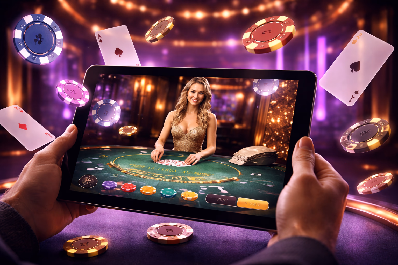 Focused casino player enjoying interactive gameplay on a laptop in a neon-lit room showcasing the immersive BGD66 digital gaming experience for Bangladesh