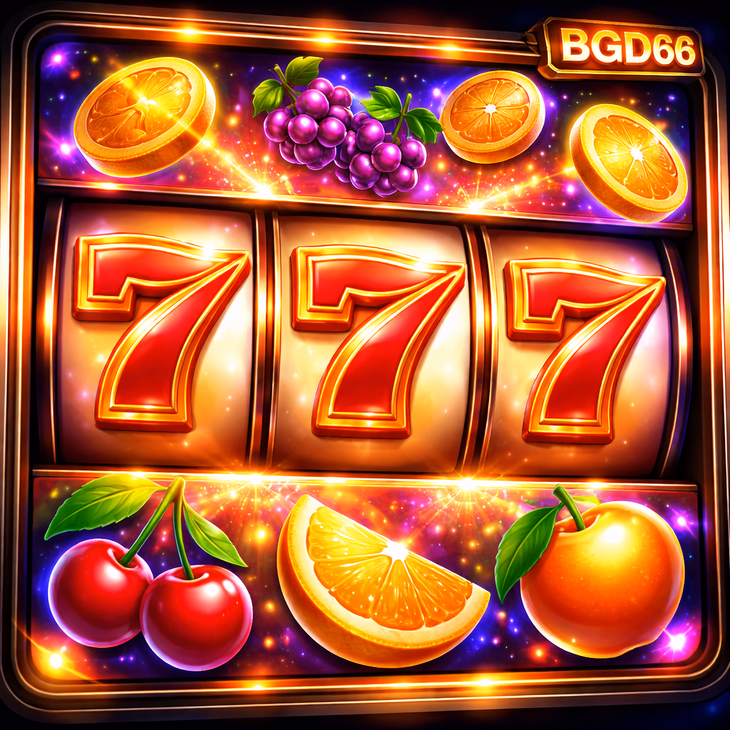 Delighted Bangladeshi woman engaging with animated slot reels displaying lucky 777 symbols in an upscale casino atmosphere at BGD66
